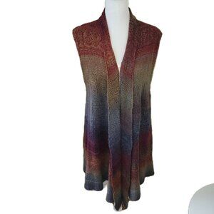 Sisters Multicolored Knit Open Front Sweater Long Vest Women's Size S/M